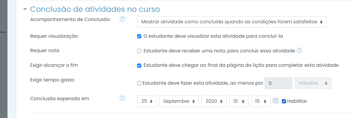 Conclusão de Lição
