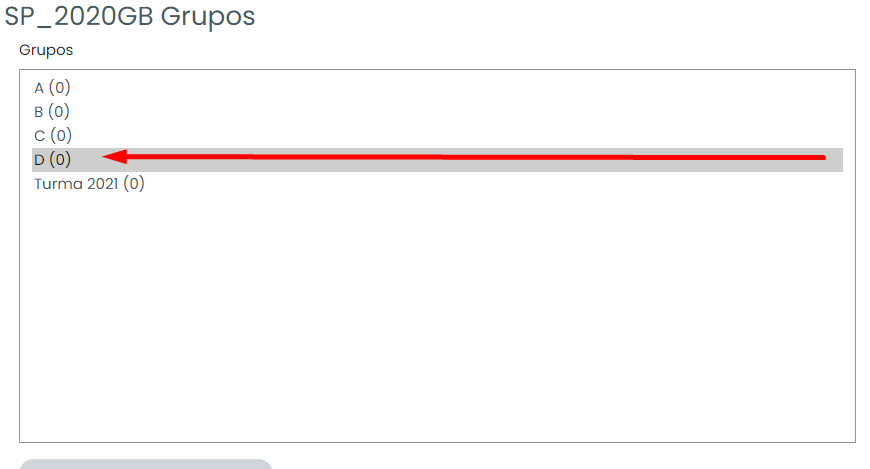 perceba que neste exemplo criamos o grupo "D"
