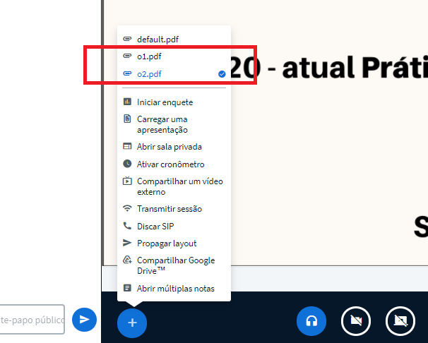 Menu para escolha dos arquivos destacado em vermelho