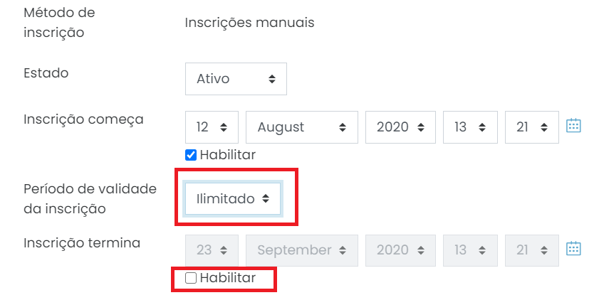inscrição ilimitada