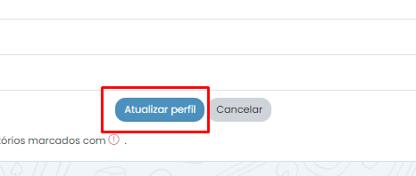 Salve as alterações feitas no perfil